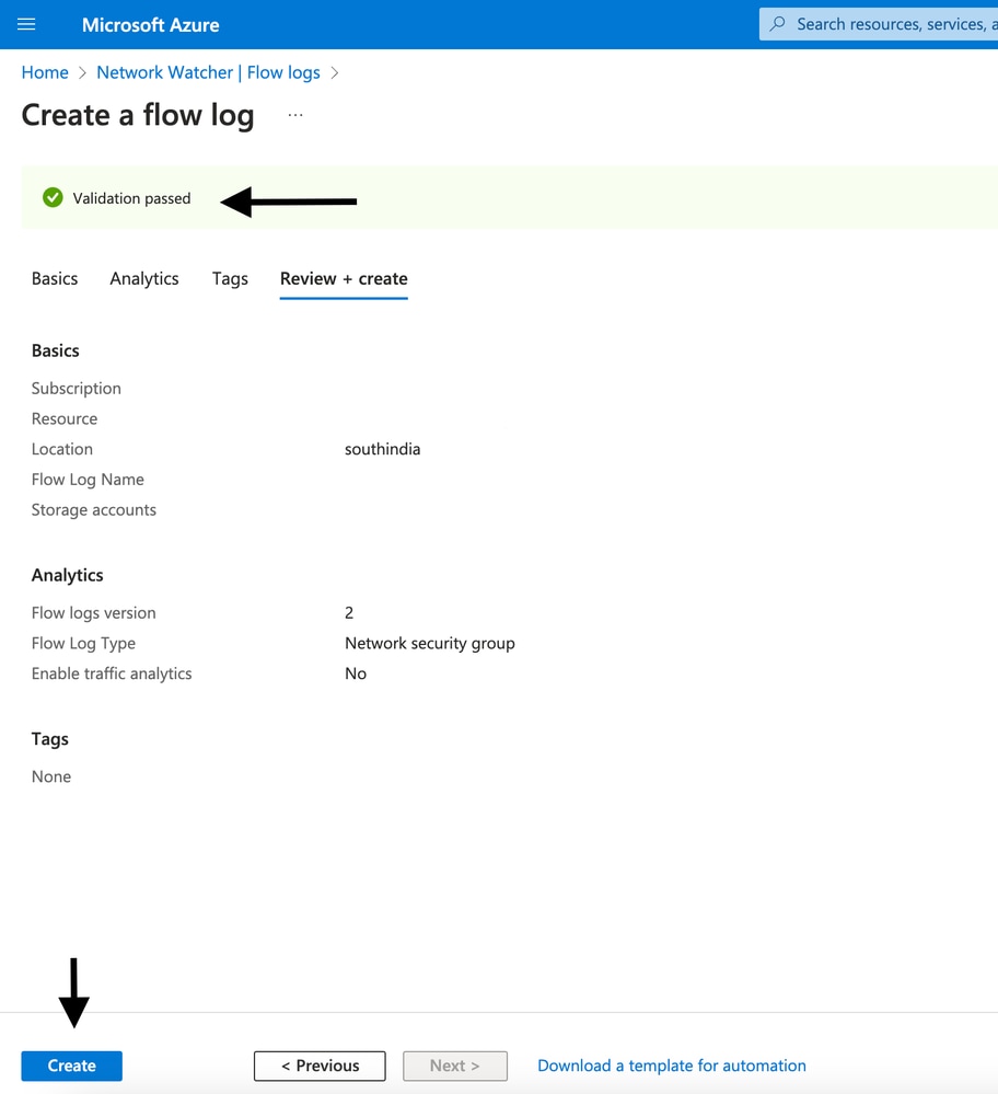 Click Create Flow Log