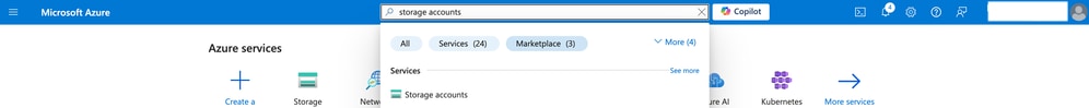 Navigate to Storage Accounts