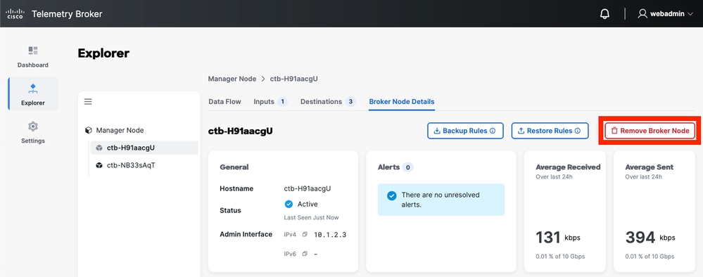 The CTB web interface's Explorer menu