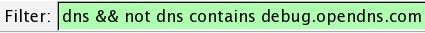 Filter: dns && not dns contains debug.opendns.com