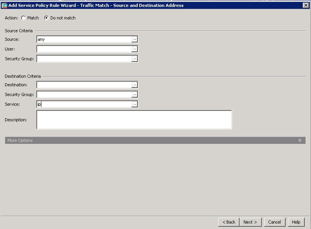 Add Service Policy Rule Wizard - Traffic Match
