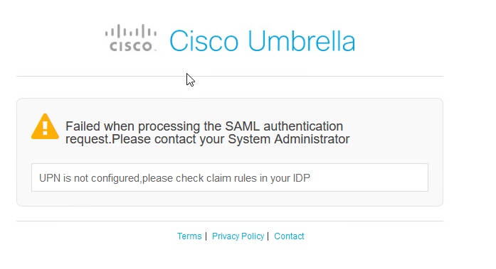 UPN is Not Configured Error