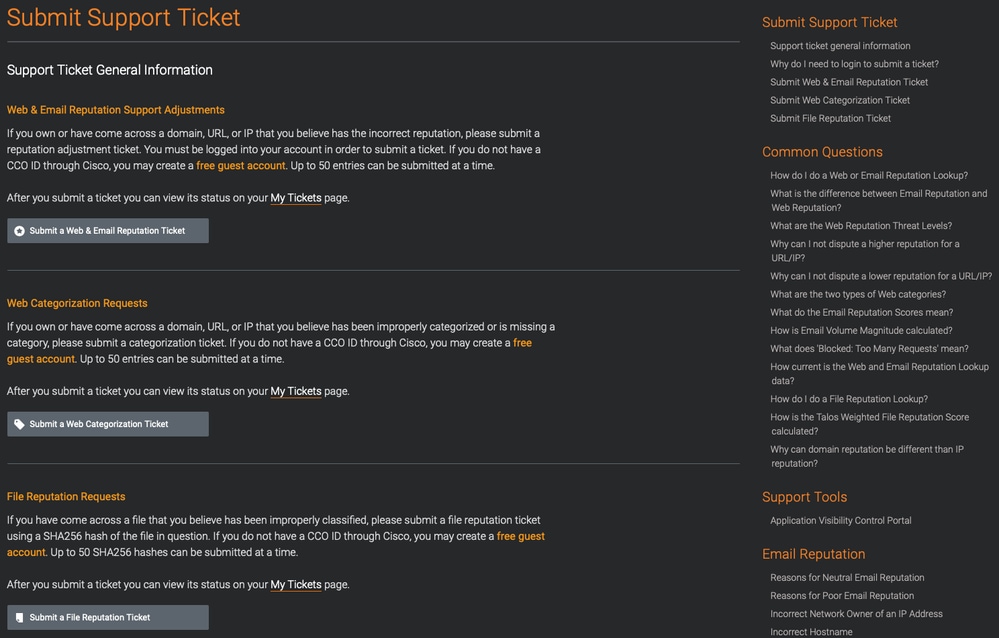 submit support ticket