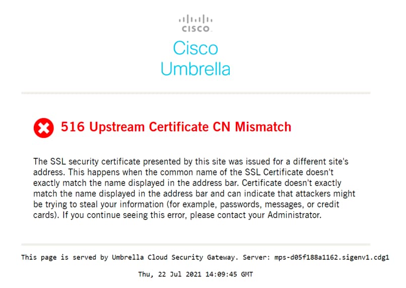 516 upstream certification CN mismatch example