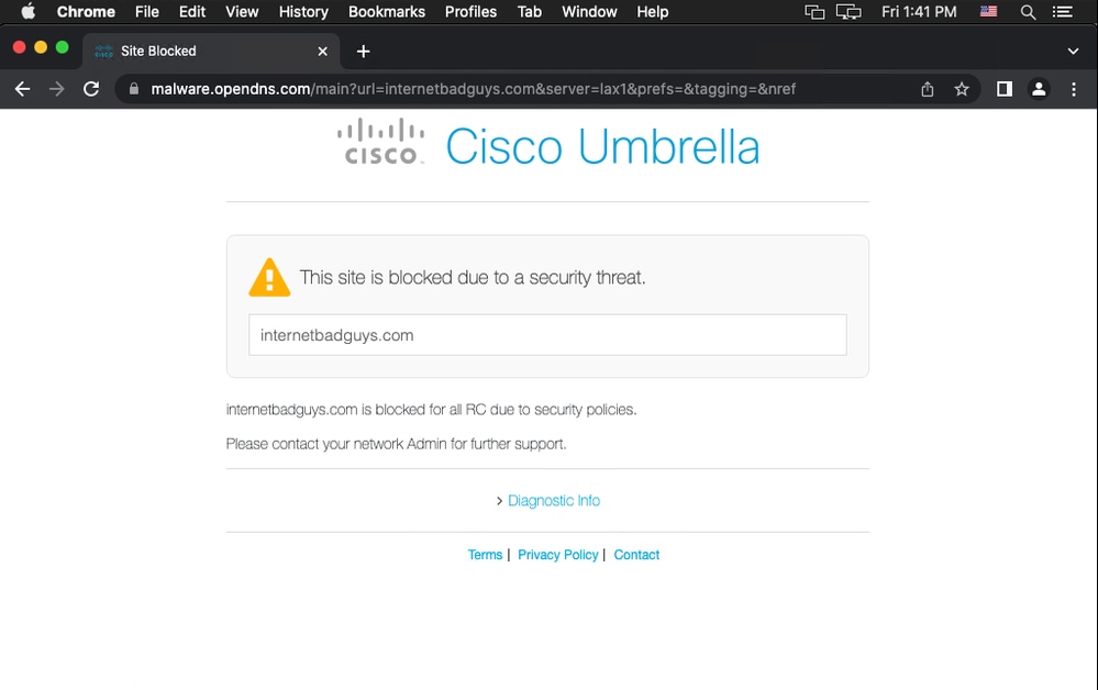 blocked site notification page