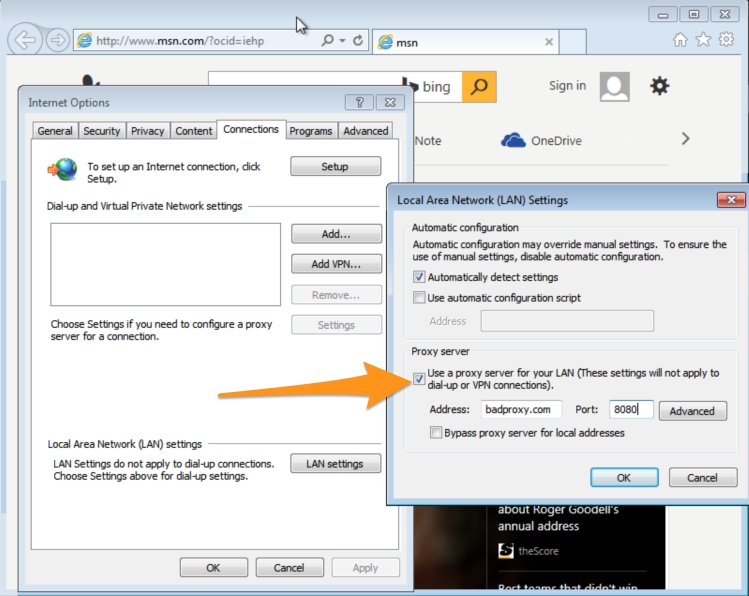 Change or Delete Proxy Settings in LAN Settings