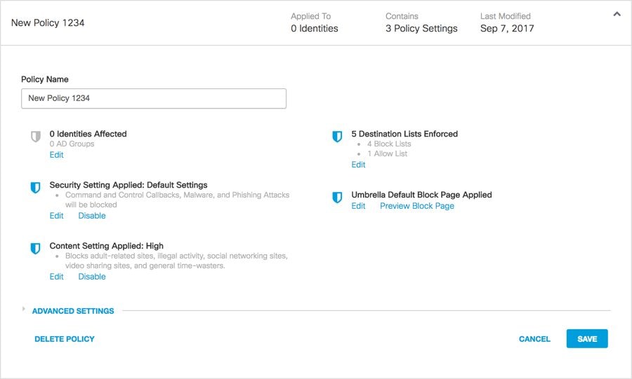 Navigate to Policies Policy List