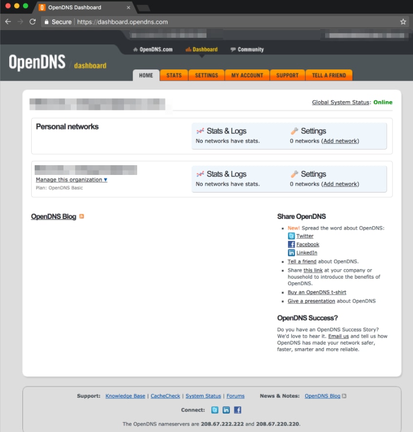 Dashboard for OpenDNS