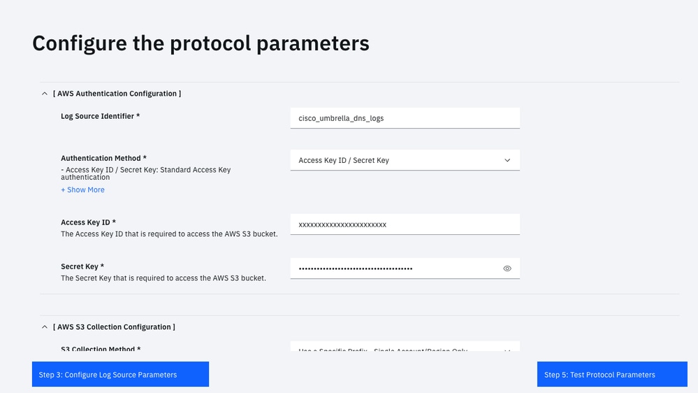 Configure the Cloud Security App for IBM QRadar - configure the protocol parameters