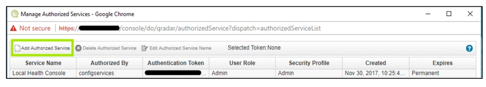 Configure the Cloud Security App for IBM QRadar - browser example 2