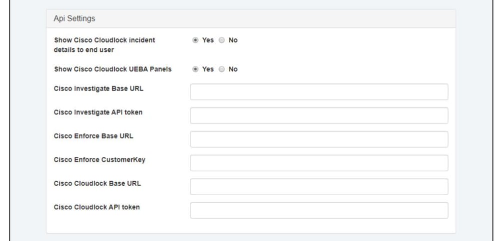 Configure the Cloud Security App for IBM QRadar - api settings