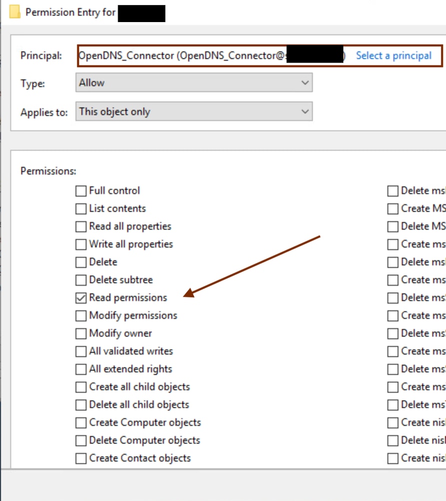 Select Read Permissions