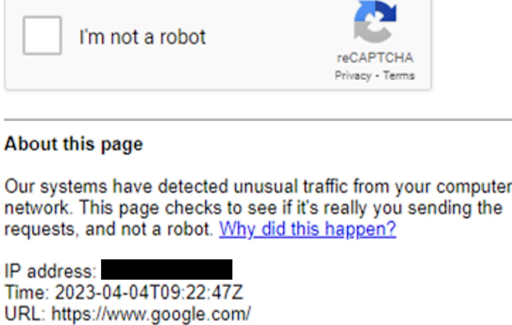reCaptcha Prompt and Warning for Google.
