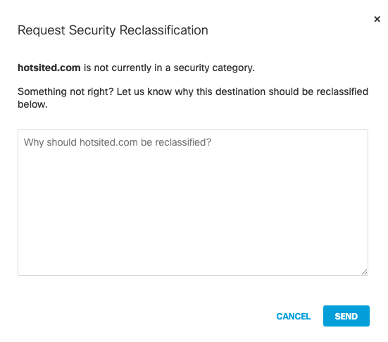 Request Security Reclassification dialog