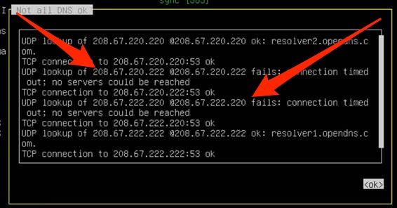 Details Showing UDP Lookup on Port 53 Failed to Connect