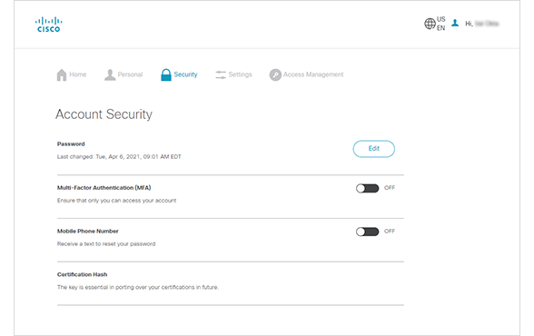 Toggle MFA On