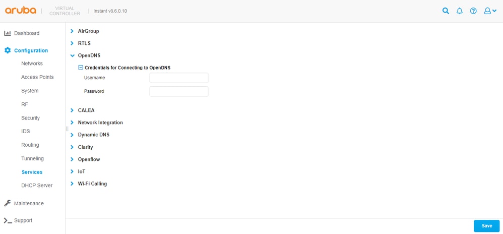 OpenDNS in Aruba