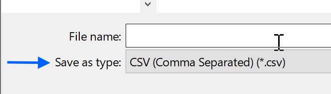 Select Save As Type CSV