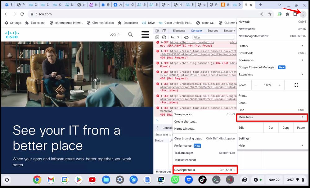 Capture and Export Troubleshooting Logs for Secure Client for Chromebook - Developer Tools