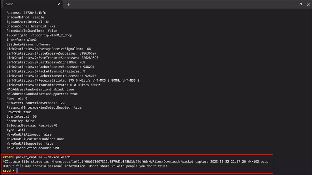 Capture and Export Troubleshooting Logs for Secure Client for Chromebook - packet capture