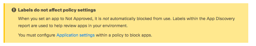 Understand Blocked Requests in the App Discovery Report - Label notice