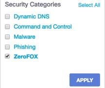 Integrate ZeroFOX with Umbrella - security categories