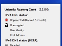 Blocked A Records Error Message on Umbrella Roaming Client Version 2.2.150