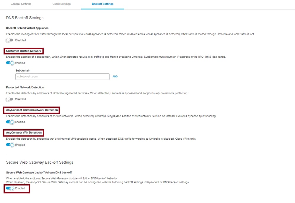 DNS Backoff Settings