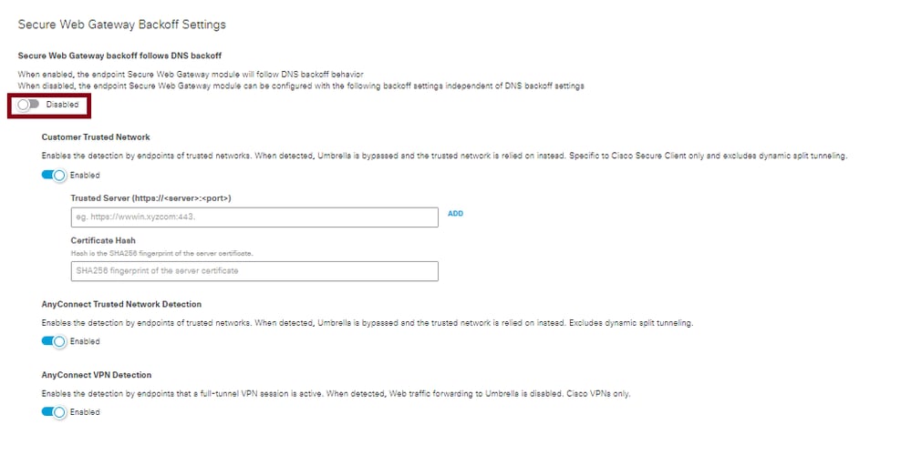 DNS Backoff Settings