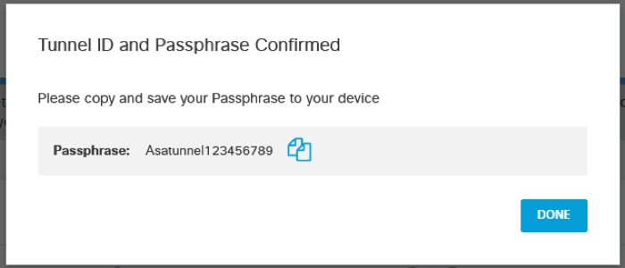 Confirmed Tunnel ID and Passphrase