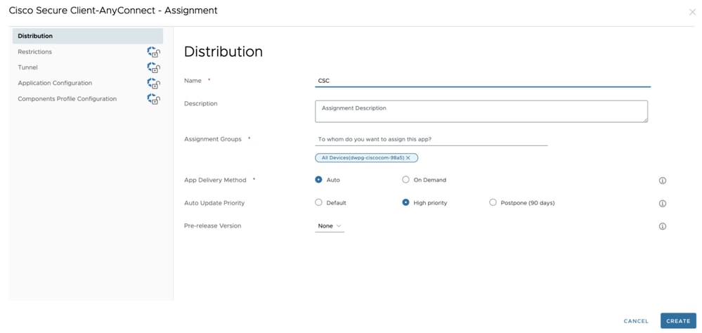 configure distribution