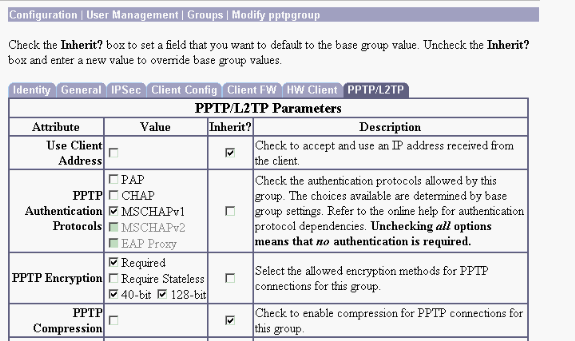 cisco pptp vpn client configuration