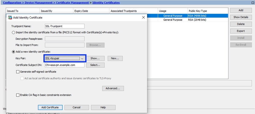 Select Keypair