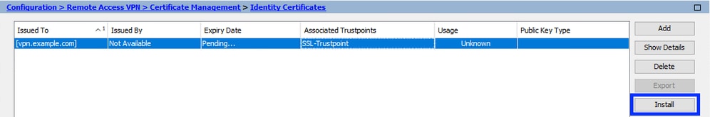 ASDM10 - TP with pending CSR Install