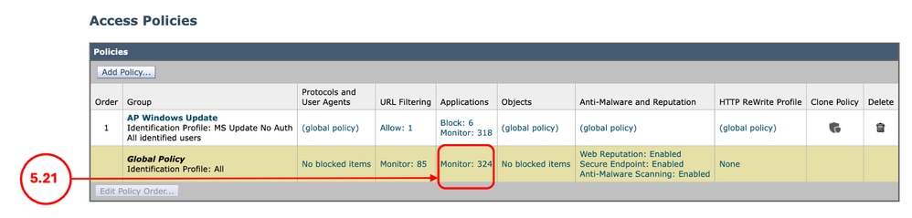 Image - Default Access Policy Application Settings