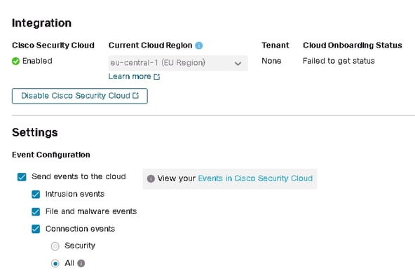 Integration settings
