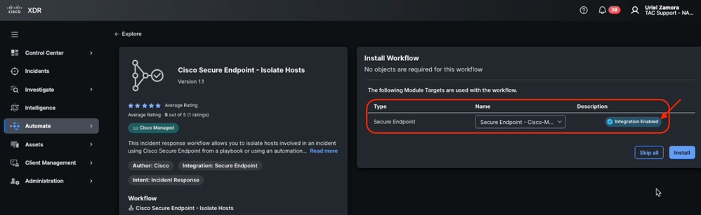 Module Target Enabled from Workflow