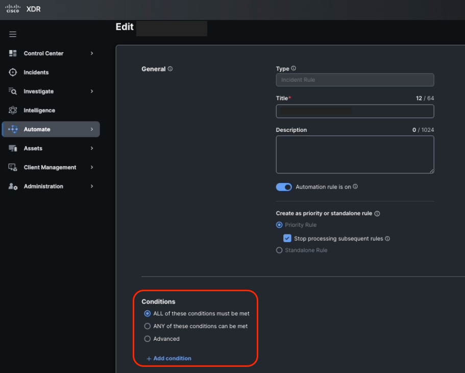 Automation Rule Conditions