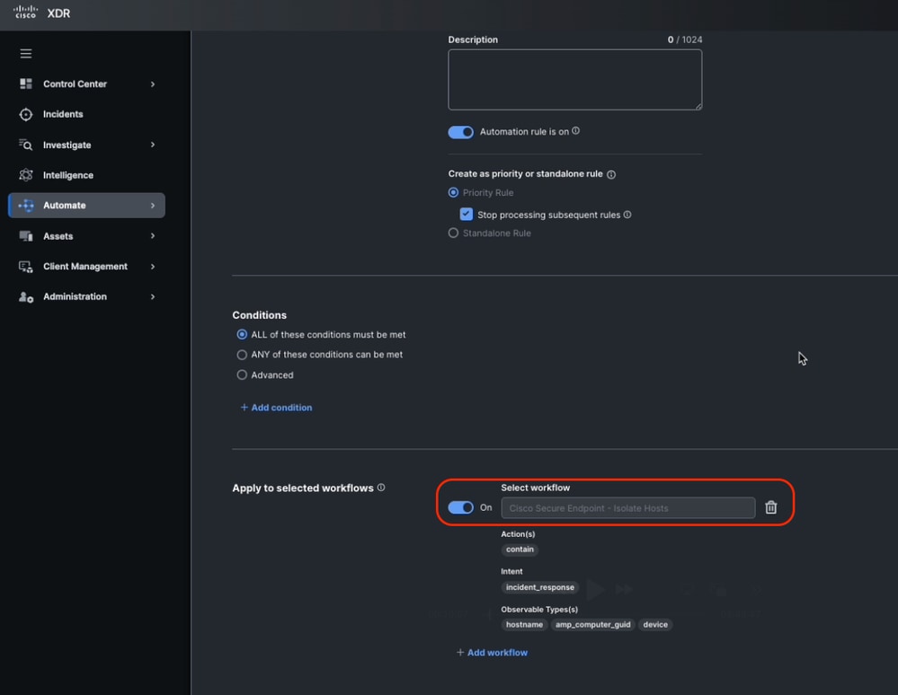 Assign the Automation Rule to the Workflow