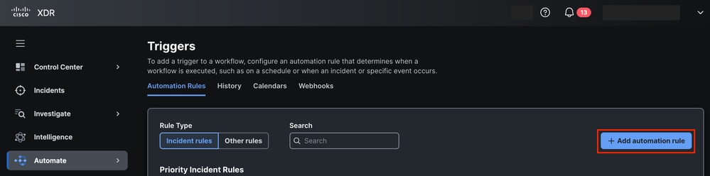 Add Automation Rule from Triggers