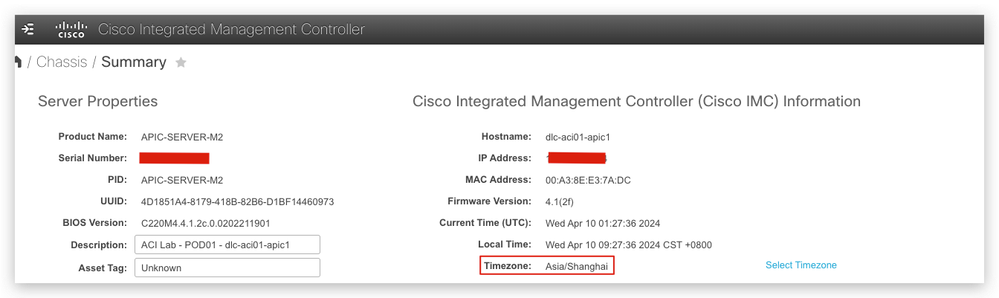 CUCM GUI Timezone