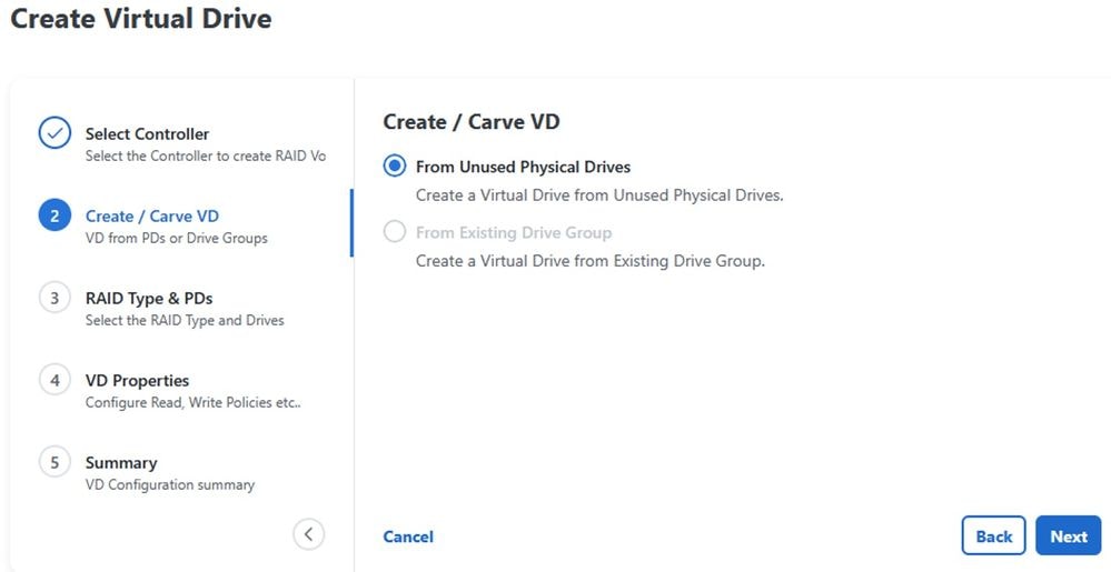 Create and carve VD