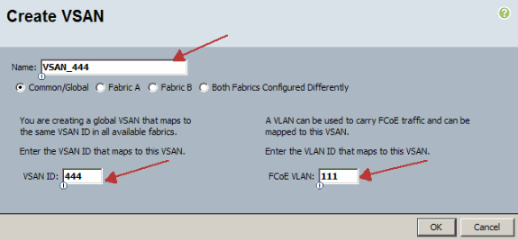 VSAN 作成画面