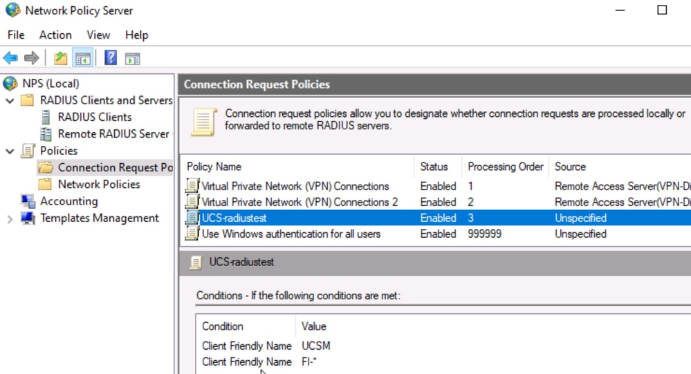 NPS Connection Request Policy