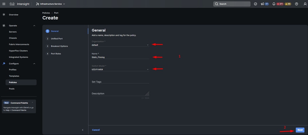 Organization, Name & Switch model information