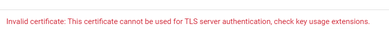 TLS 서버 권한 부여 키에 대한 오류