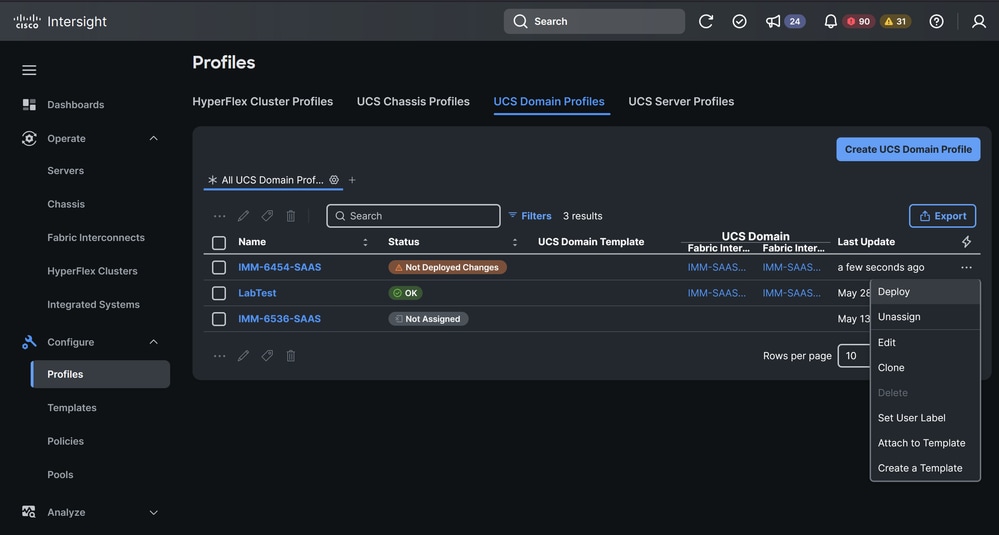 Redeploy Domain Profile