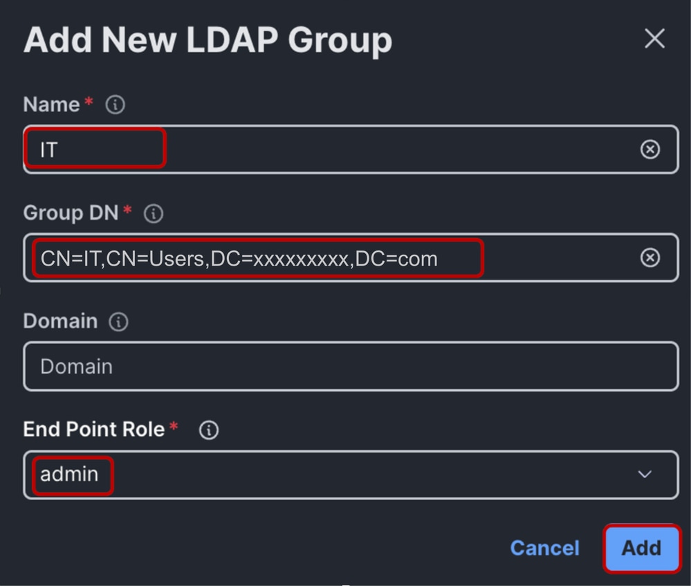 Configured the Group DN