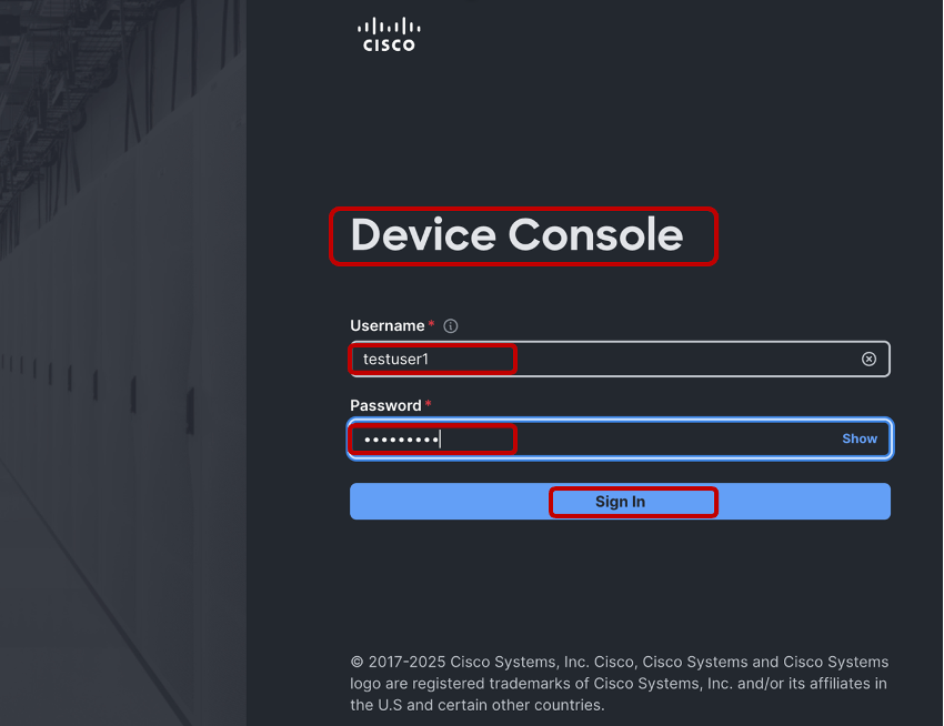 Login to the Device Console