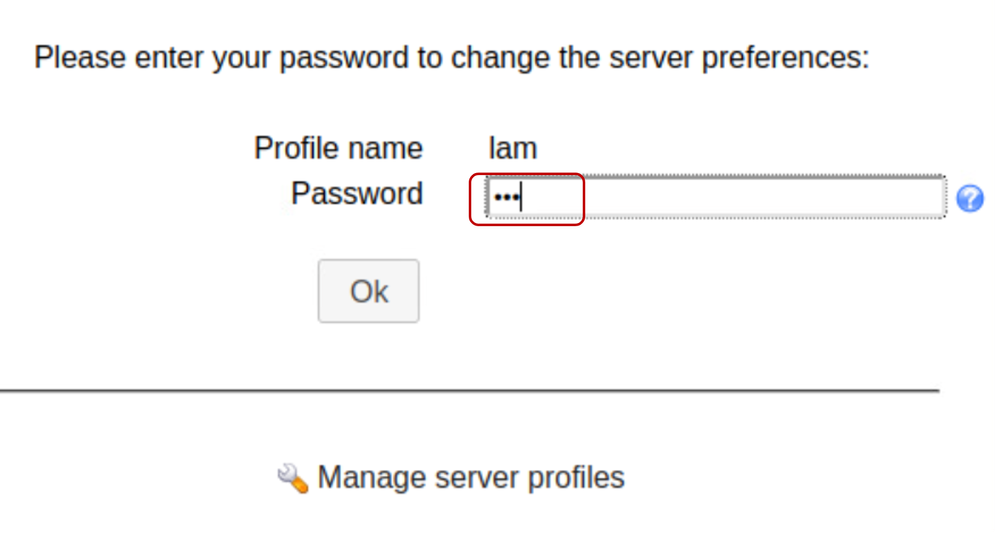 Enter the default lam password